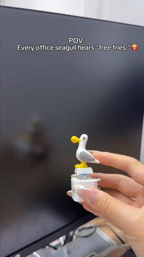 Seagull MINE! Button Keychain-Real Sound & LED Light