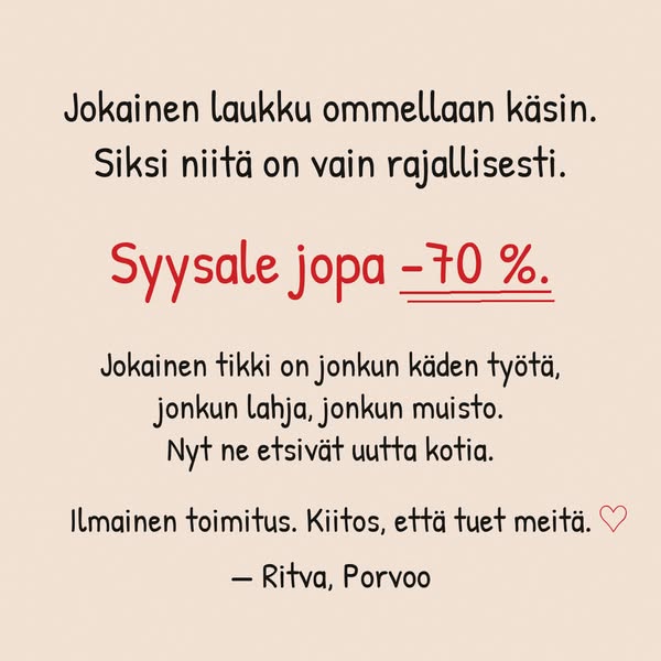 Syysale jopa -70 %