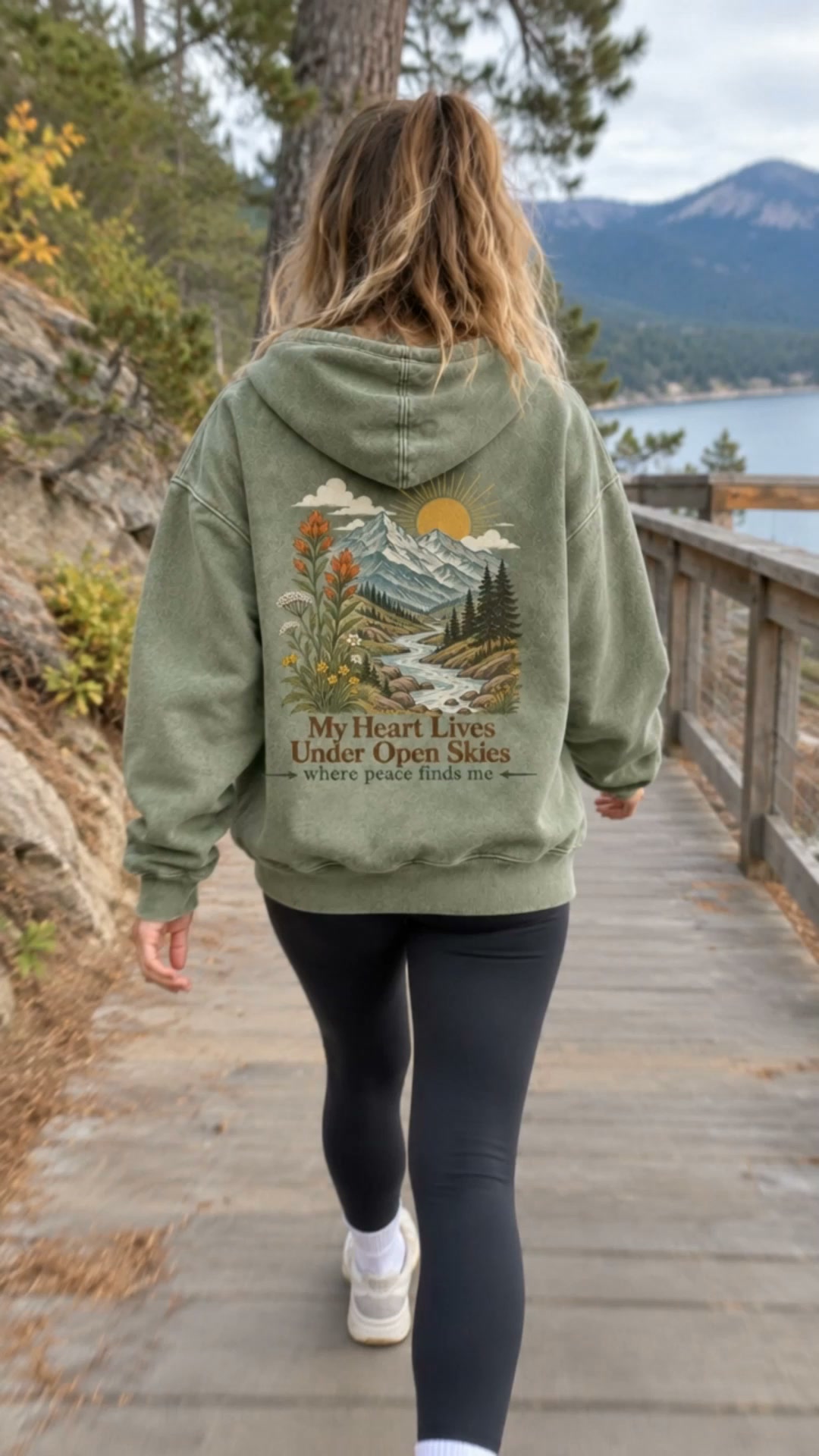 Where Peace Finds Me Vintage Mountain Washed Graphic Hoodie