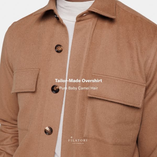 Made to measure Overshirt in Pure Camel