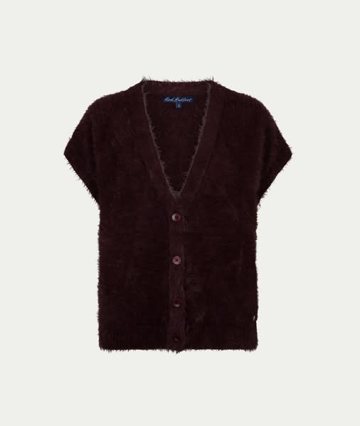 Sleeveless fuzzy burgundy