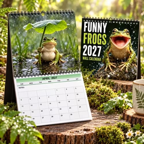 Funny Frogs 2027 Wall Calendar – Cute Humorous Frog Calendar, Quirky Amphibian Gift, Nature & Wildlife Decor - Buy 1
