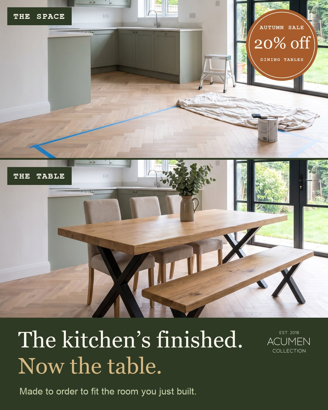 The kitchen's finished. Now the table.