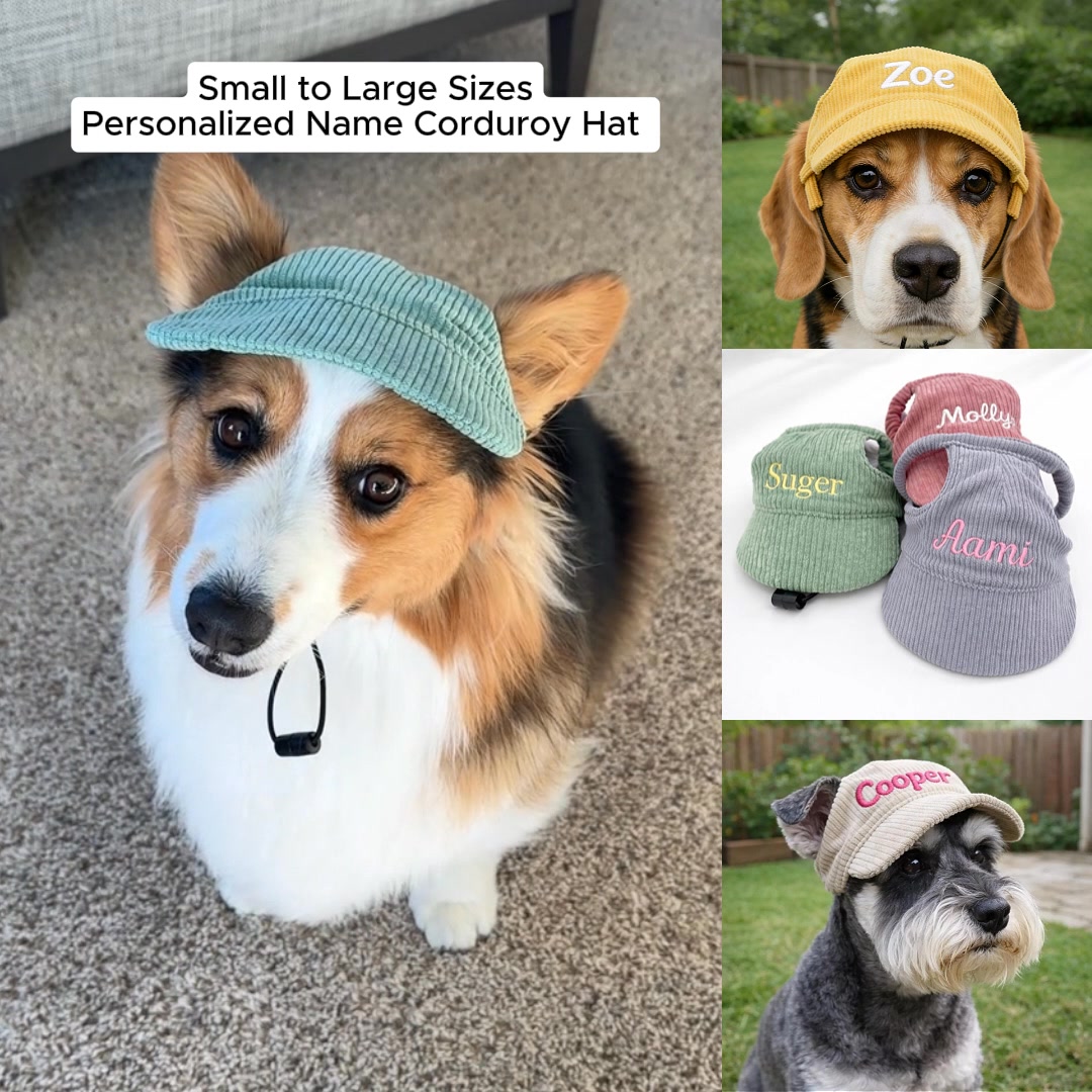Personalized Embroidery Corduroy Adjustable Pet Pet Baseball Cap