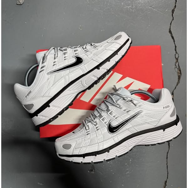 Nike P-6000 White Black Metallic Silver P6000 - All Sizes