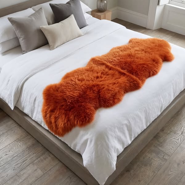 Double New Zealand Sheepskin Rug & Throw, 2-Pelt, Medium, L180 x W65 c
