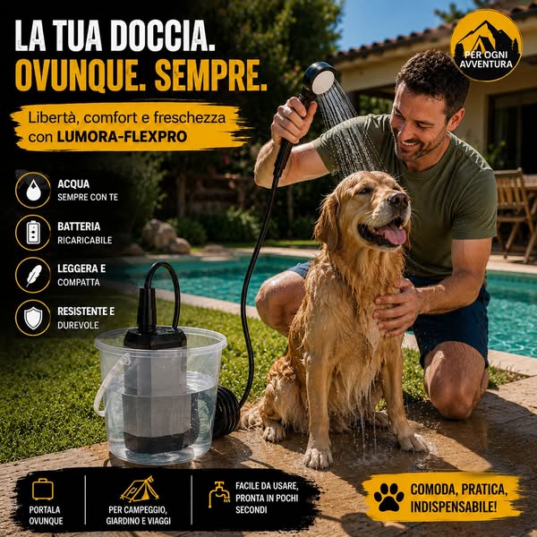 LUMORA-FLEXPRO - Doccia Portatile con Riscaldamento Istantaneo