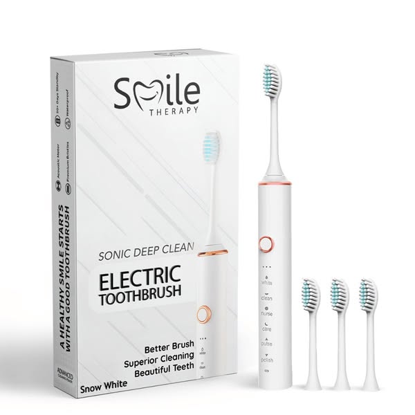 6 in 1 Sonic Electric Toothbrush - Transform Your Dental Routine with Powerful Cleaning and Gentle Care for Your Teeth, Snow White