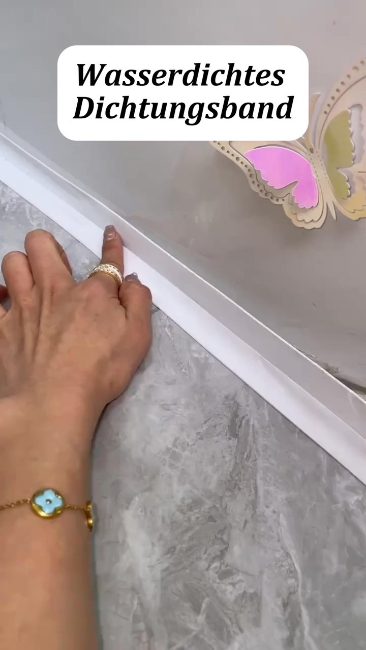 Weißes wasserdichtes, selbstklebendes Dichtband – 3,2 m langlebige Abdichtung für Badezimmer- und Küchenkanten
