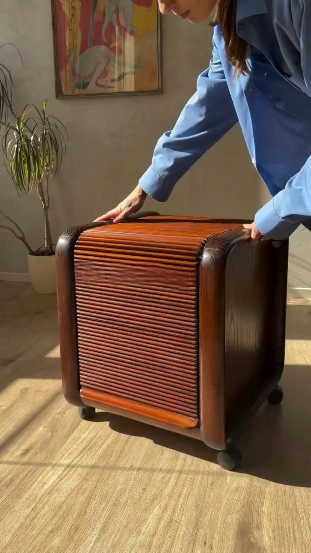 Vintage Rolling Storage Cabinet — Elegant Mid-Century Design