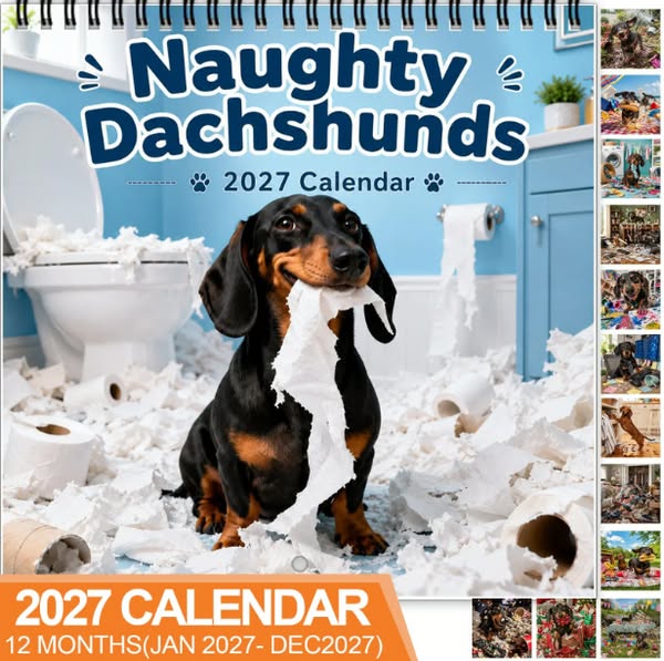Naughty Dachshunds 2027 Wall Calendar – 12 Months of Mischief, Mayhem & Sausage Dog Smiles