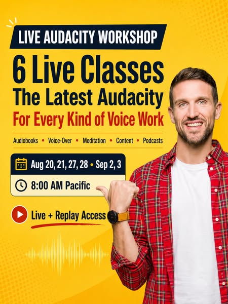 ($97) 6 Live Audacity Classes