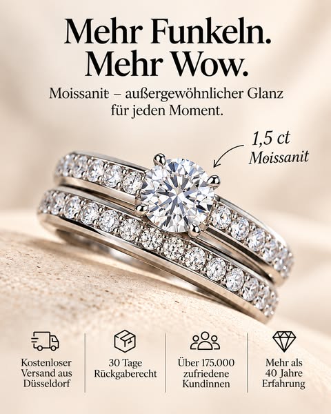 1,5 ct Moissanit. Außergewöhnlicher Glanz.