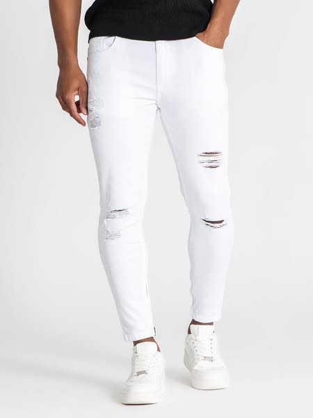 Jeans con Cremallera Blancos