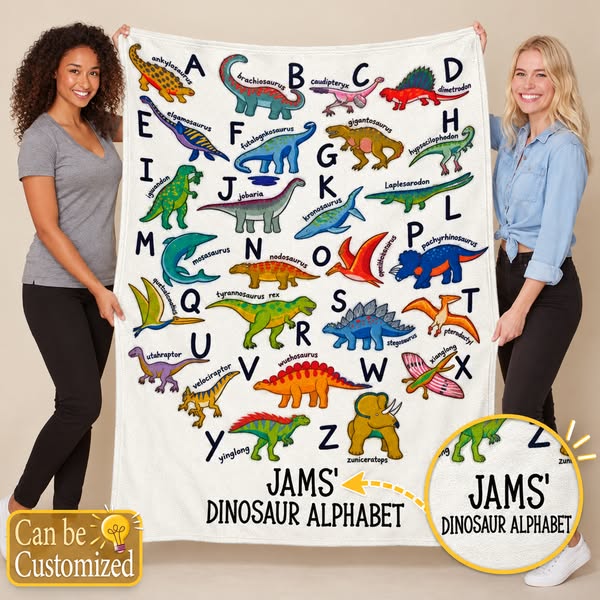Personalized Dinosaur Alphabet Blanket