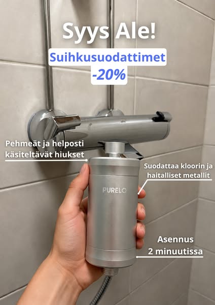 Purelo suihkusuodatin hiusten hyvinvointiin