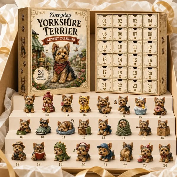 Yorkshire Terrier Advent Calendar – 24 Unique Yorkie Acrylic Ornaments & Daily Christmas Surprises