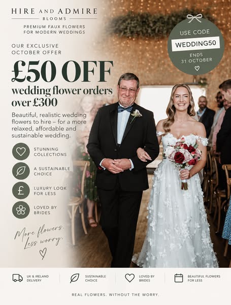 £50 OFF Your Wedding Flowers