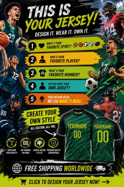 DESIGN YOUR OWN JERSEY TODAY!FREE SHIPPING!