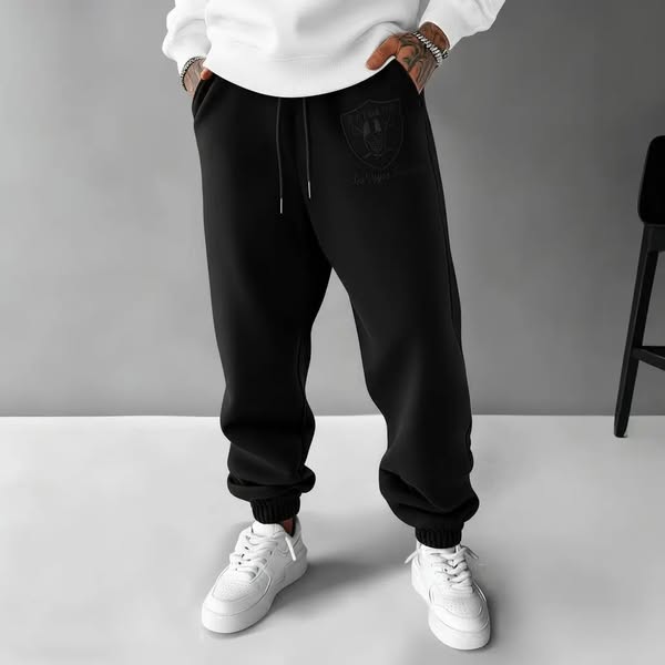 Men's Football Inspired Casual Sweatpants Black-3XL$33.95