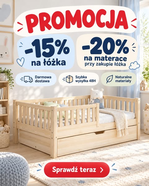 Łóżka 15% taniej