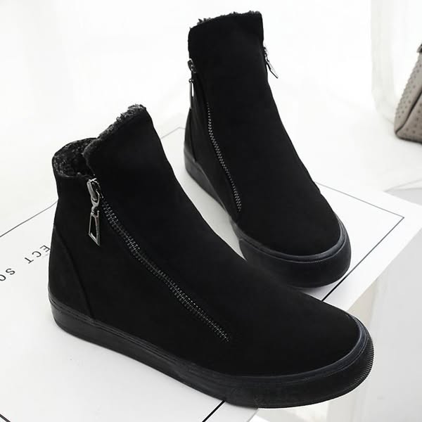Zipper Winter Ankle Boots, Black / 8.5