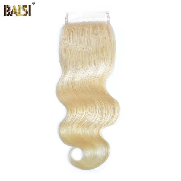 BAISI 10A Lace Closure 4x4 100% Cheveux Vierges Blondes #613 Ondulé Body Wave