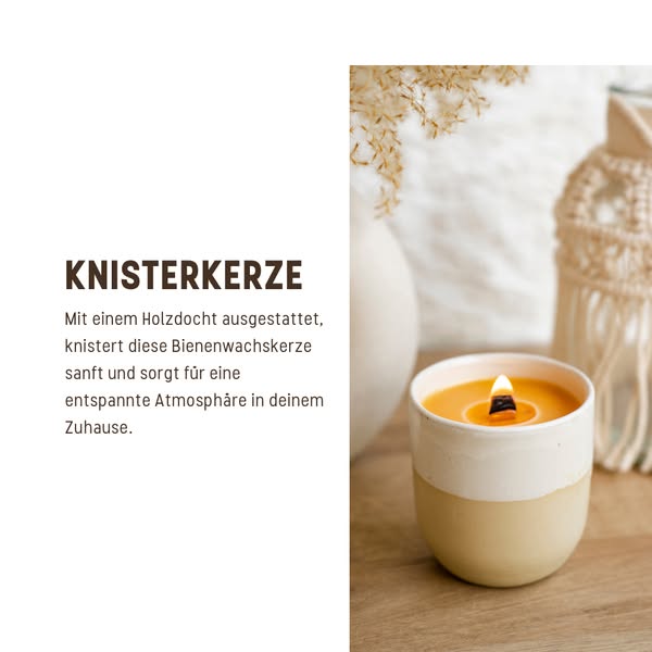 Bienenwachskerze im Keramikbecher