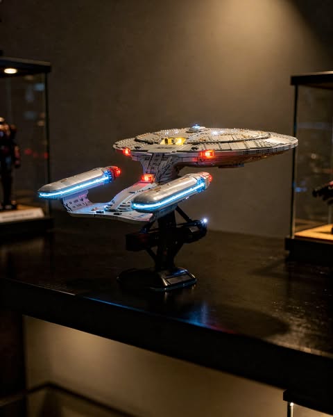 Capture the cinematic glow of the iconic starship from Star Trek