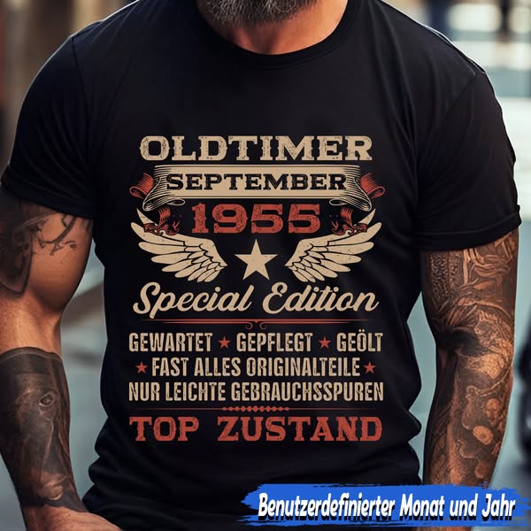 Personalisiertes T-Shirt mit Monats- und Jahresangabe