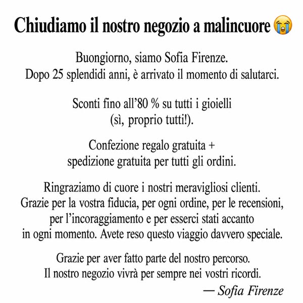 Tutto deve andare — sconto dell’80%.