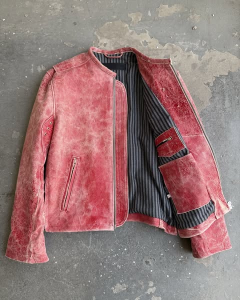RED RACER CUT LEATHER JACKET