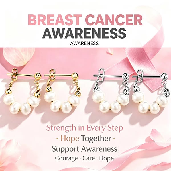 Support Breast Cancer Awareness | Lumina Pearl Drop Hoop Earrings | Buy 1 Get 1 Free Today