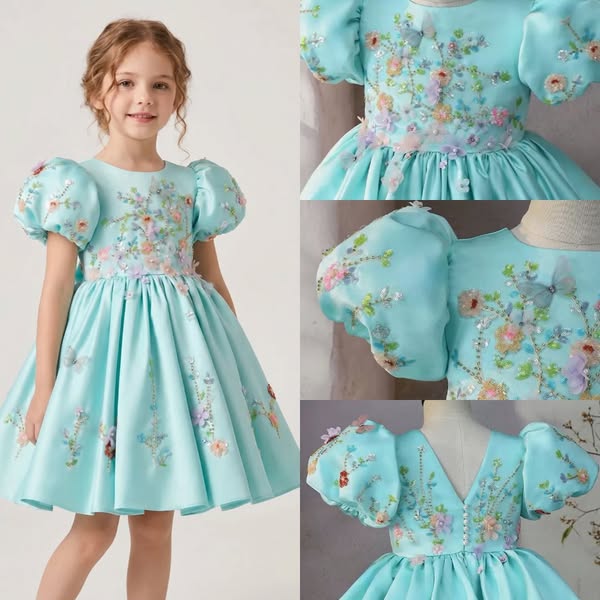 Blue Floral Party Dress
