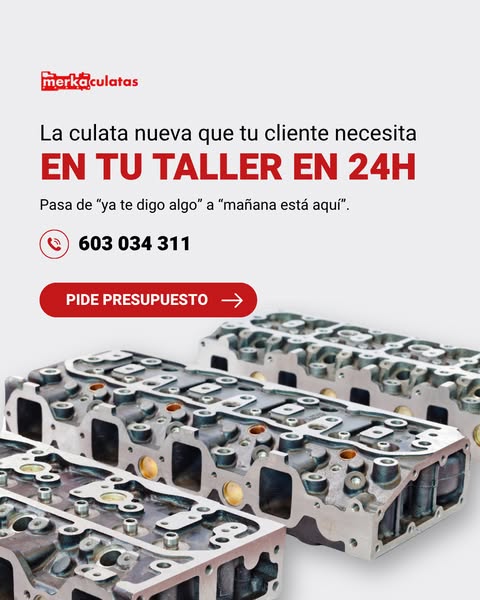 Culatas nuevas en 24 h en tu taller