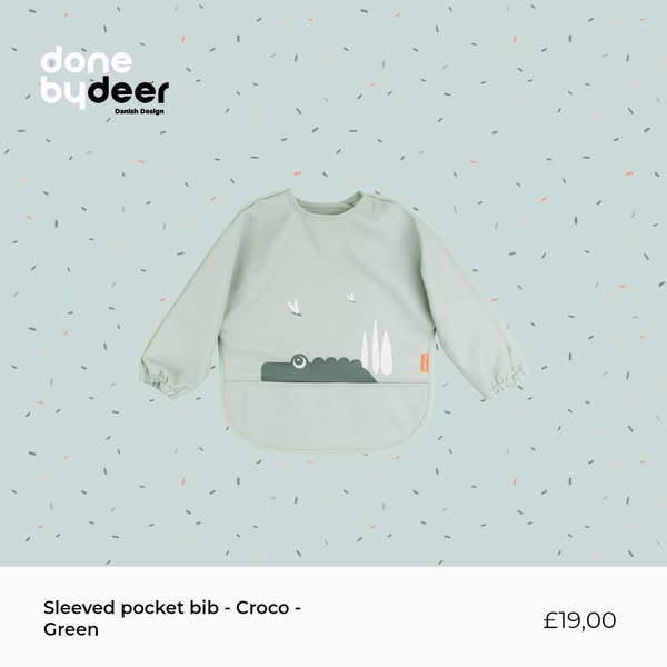 Sleeved pocket bib - Croco - Green