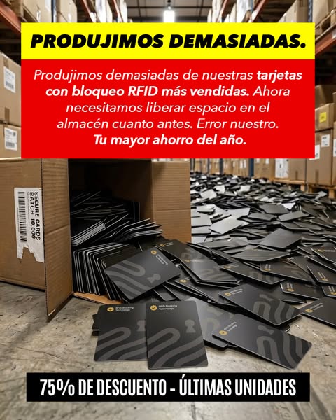 Tarjeta antirrobo - 75 % de descuento