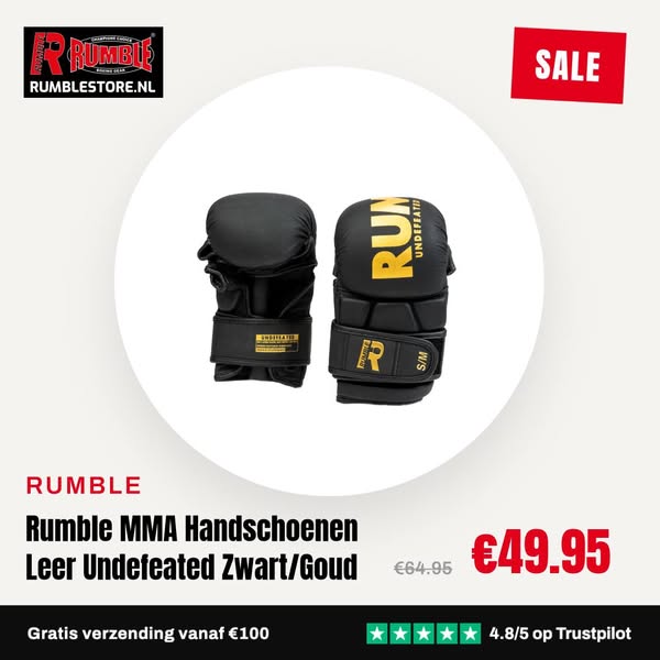 Rumble MMA Handschoenen Leer Undefeated Zwart/Goud