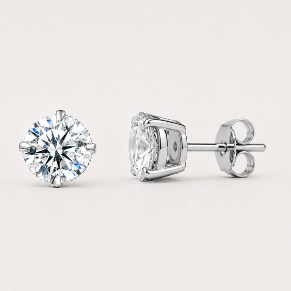 925 Sterling Silver CZ Crystal Stud Earrings