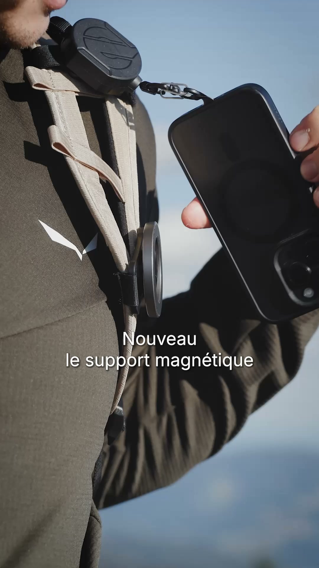 Sécurité téléphone + support magnétique pour votre sac à dos de randonnée