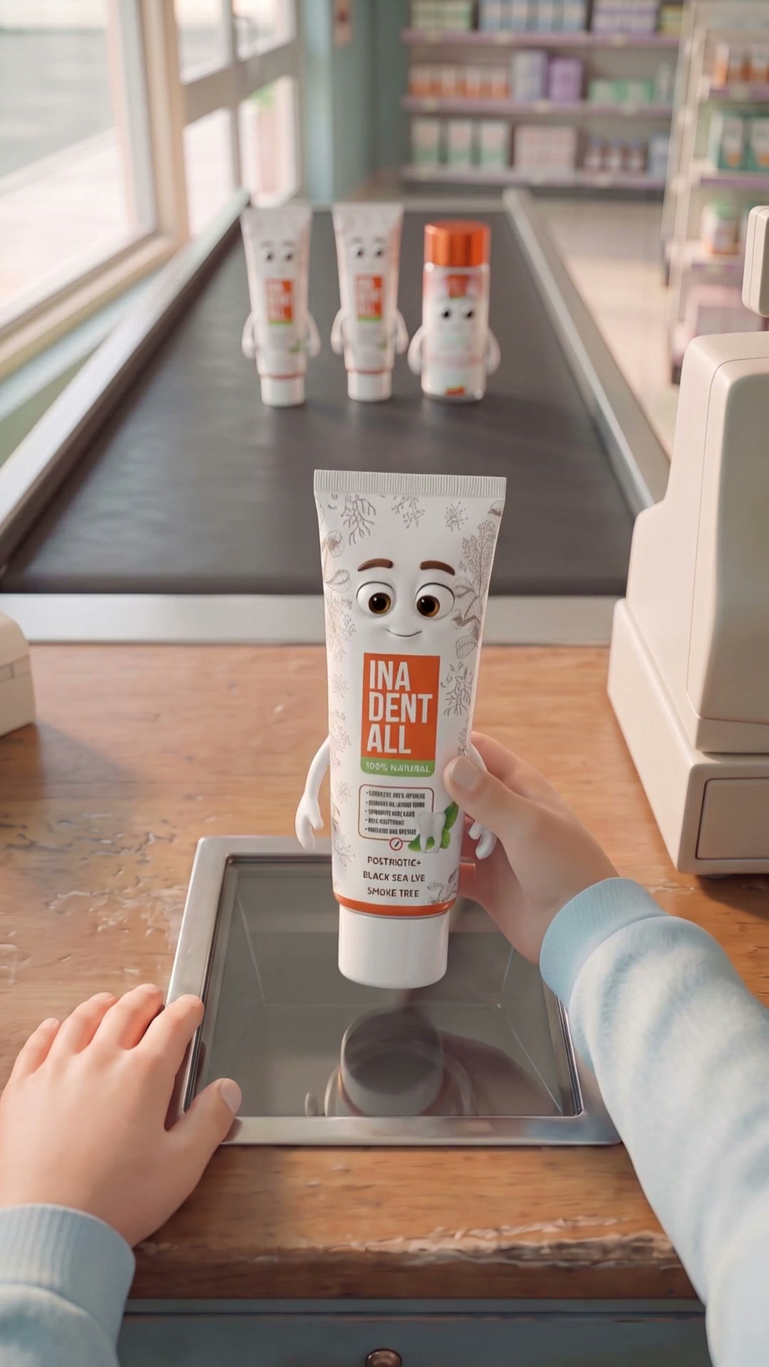 Three Ina Dent-All toothpastes, the mouthwash rings up at zero
