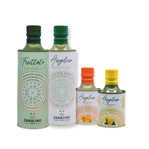 Box assaggio da 4 bottiglie di olio extravergine e aromatizzato - 1,5 Litri - Saracino1925