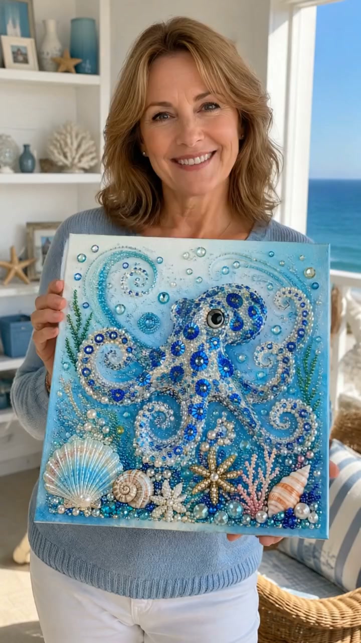 Ocean Theme Pearl Art DIY Kit – No Experience Needed, Create Sparkling Artwork