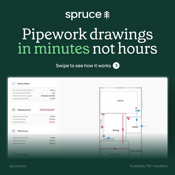 Draw full heat pump pipework, now in Spruce.