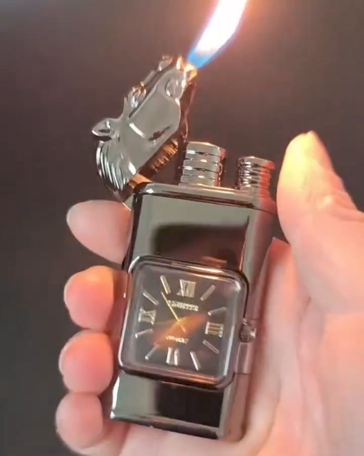 Windfestes Feuerzeug, Vintage-Armbanduhr, Jet-Flammen-Taschenlampe