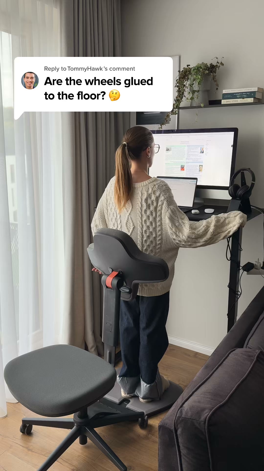 Lean back at your standing desk. It stays.