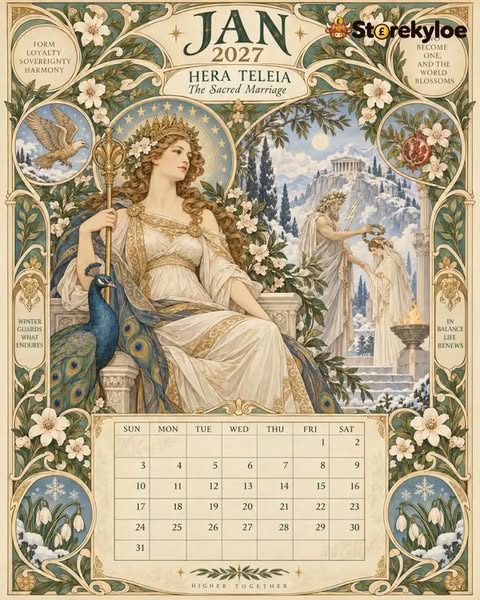 The Gods’ Year 2027 – Greek Mythology Art Nouveau Wall Calendar
