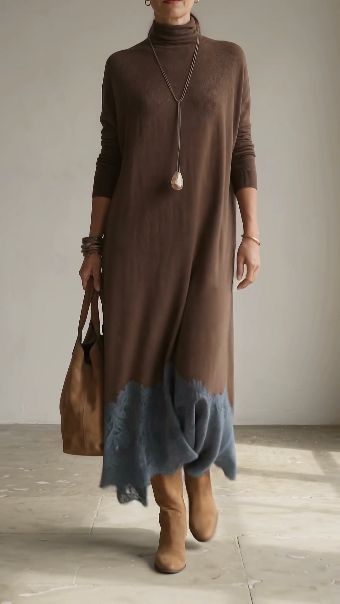 El vestido de punto con encaje