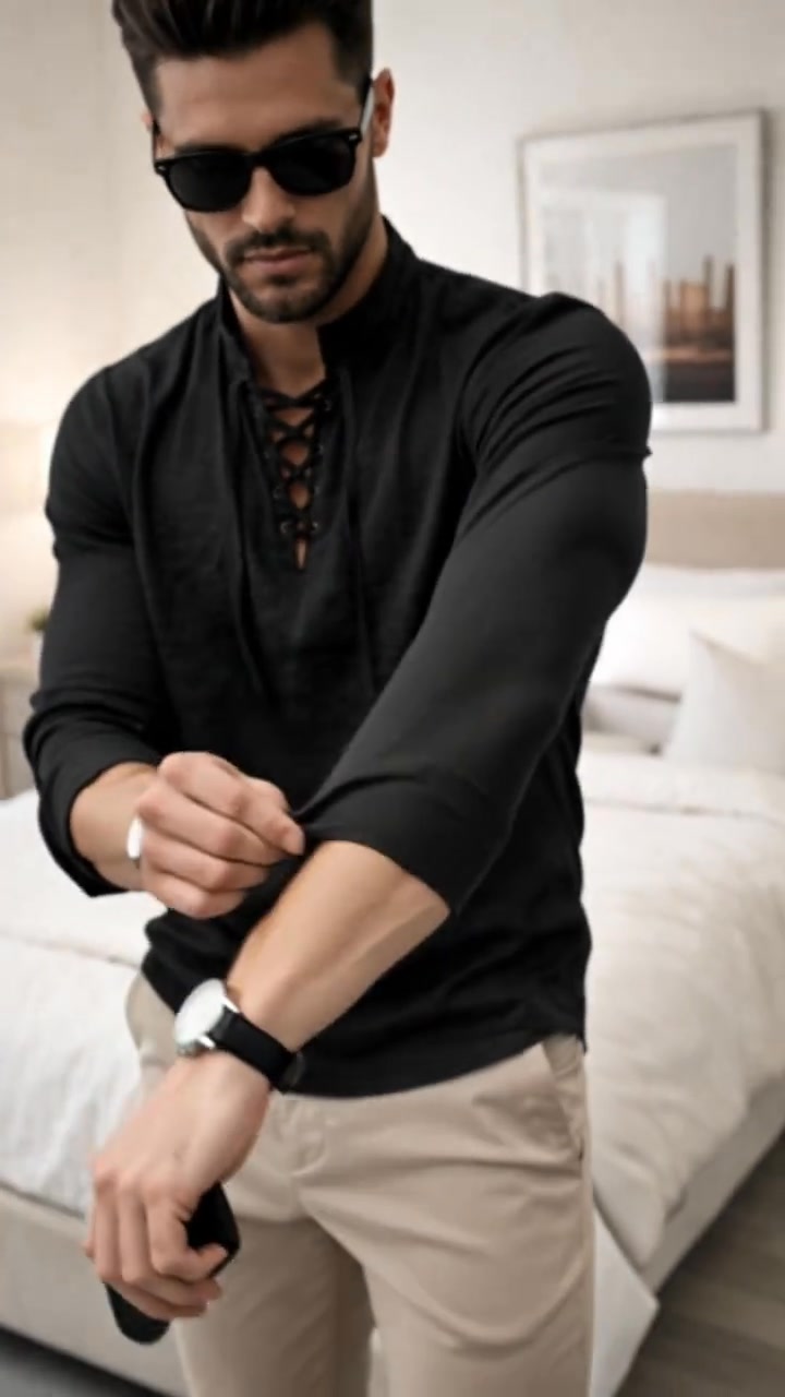 Men's Vintage V-neck T-shirt Linen Pirate Medieval Viking Gothic Tops Shirts Long Sleeved