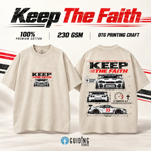 Guiding Cross Christian Washed T-Shirt